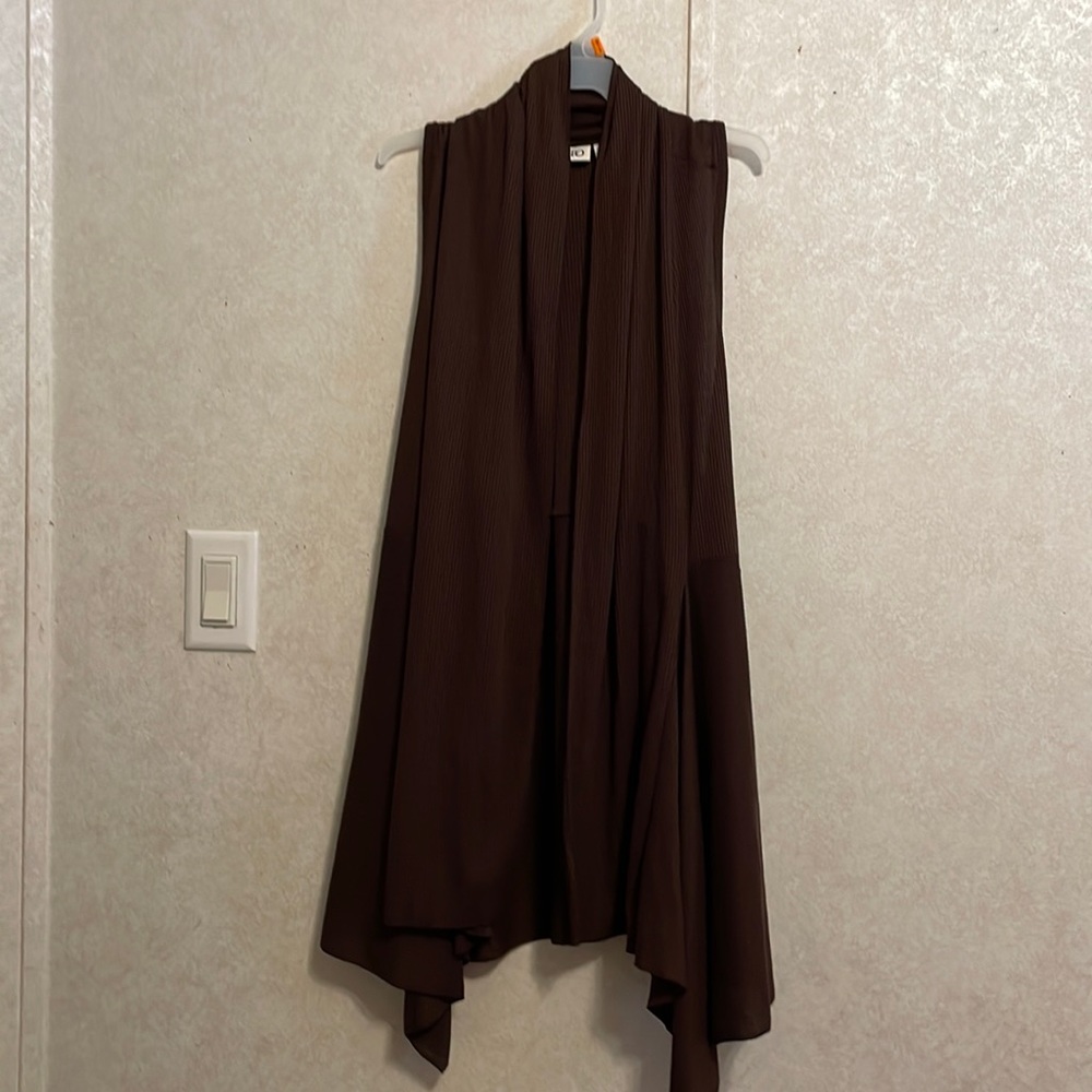 Brown Sleeveless Cardigan XL Sweater